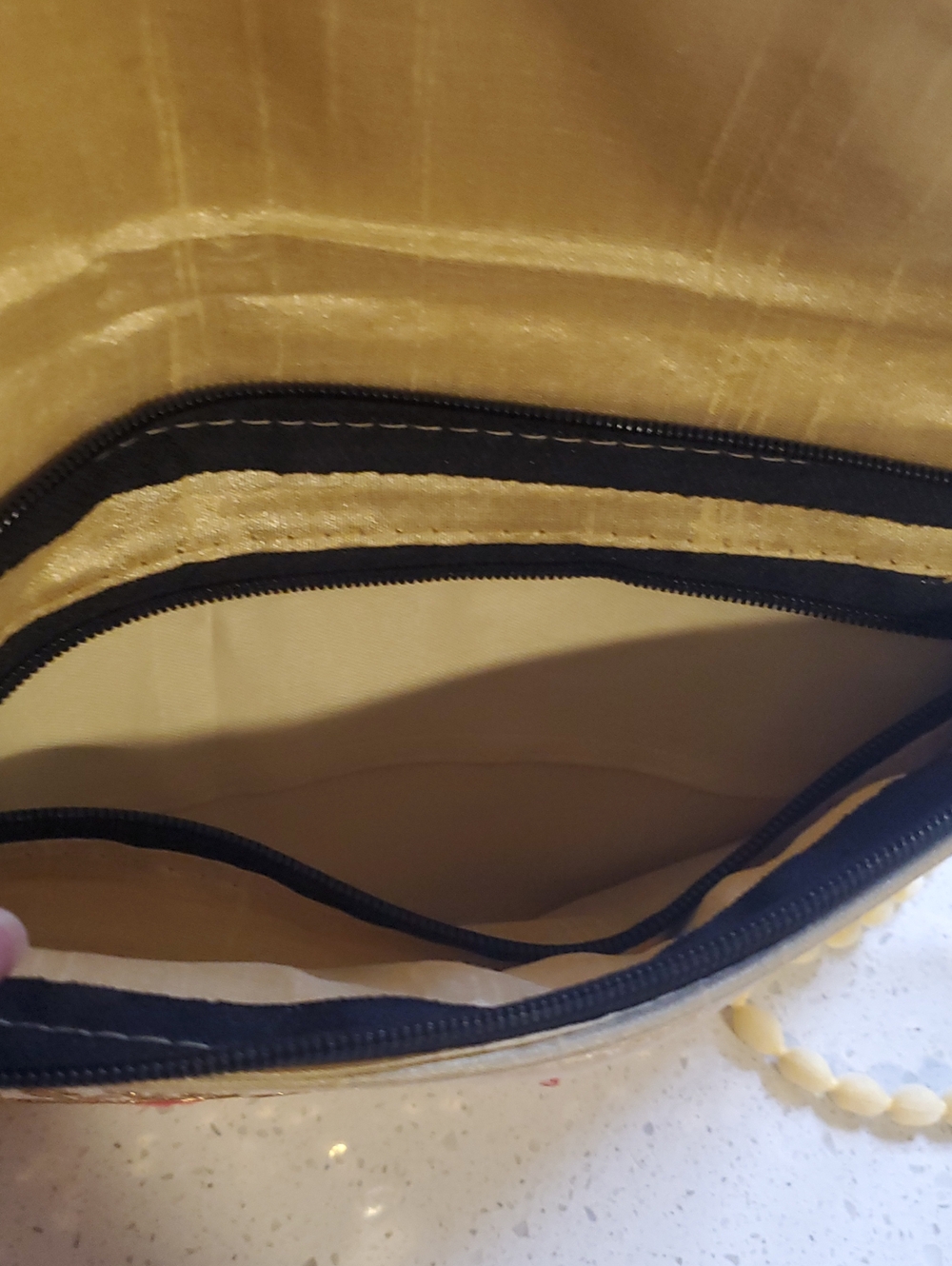 Embroidered Ivory Evening Clutch with Gold Accents - Picture 6 of 7
